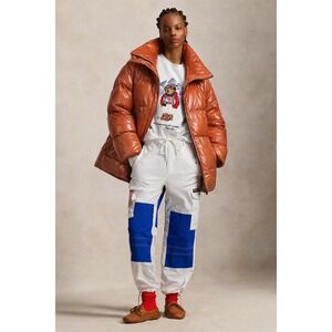 Canadian Street Wear High Gloss Orange Bronze Ombre Glossy Puffer Jacket (M) NWT